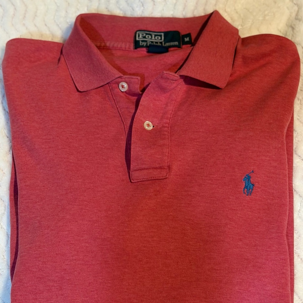 Polo by Ralph Lauren Heathered Rose Polo with Blue Pony Embroidery
